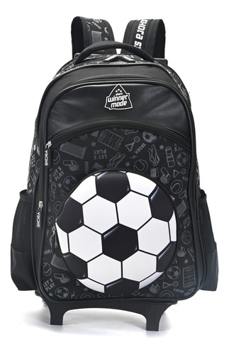 Mochila Carro Futbol 18p Termoformada Skora - Color Negro Diseño De La Tela Liso