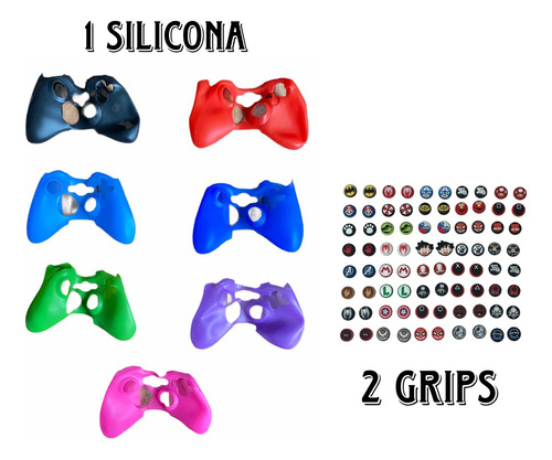 Protector Funda Silicona Control Xbox 360 Unicolor + 2 Grips