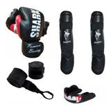 Kit Kick Boxing,mma, Guante Profesionales+tibial+venda+bucal