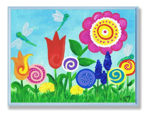 Placa De Pared Rectangular Con Flores Y Libélulas The Kids R