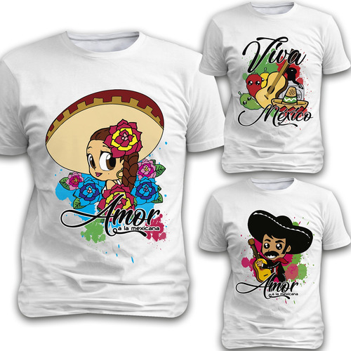 Vectores Playeras Amor A La Mexicana Fiestas Patrias