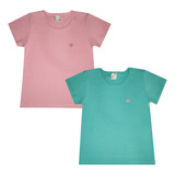 Kit 2 Camisetas Verão Blusinha Babylook Tshirt Menina Básica