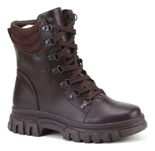 Bota Coturno Mooncity 72161 Salto Medio Feminina Tratorado 