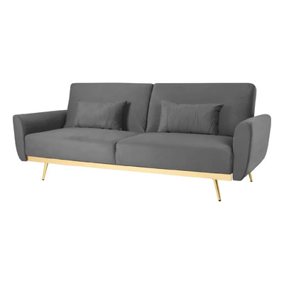 Sofá Cama Leia Sillón Plegable Sala Moderna Velvet + Cojín Color Gris Oscuro Kingshouse | Envío gratis
