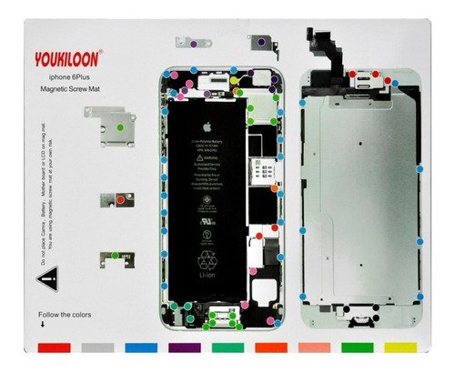 Mapa Guia Organizador Magnetico Tornillos Iph 6 Plus Bk 