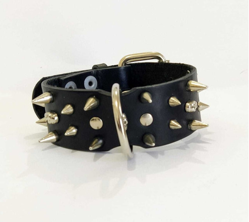 Collar De Cuero Para Perro Con Púas. Talle M, S