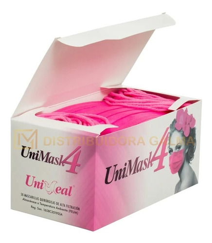 Cubrebocas Unimask 4 Uniseal Color Rosa