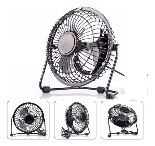 Ventilador 6 Pulgadas Alta Velocidad Portable Pared O Mesa Cantidad De Aspas 3 Estructura Negro Aspas Plateado Material De Las Aspas Metalicas 110v