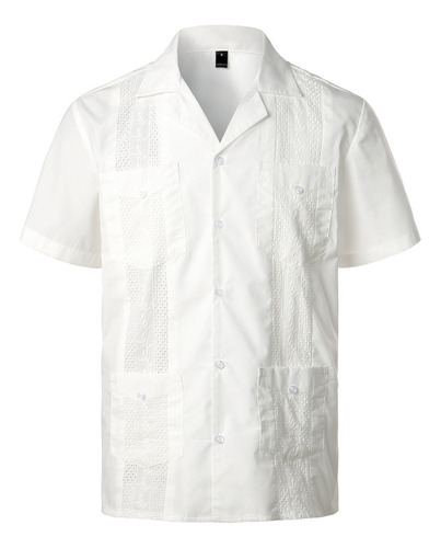 Camisa Cubana De Manga Corta Guayabera Para Hombre