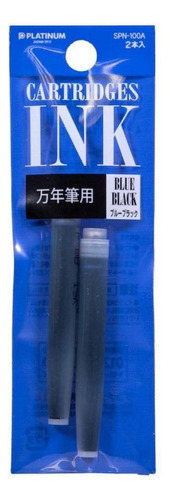 Cartucho Caneta Tinteiro Platinum Blue Black Com 2 Unid