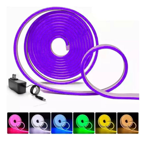 Cinta Led Tira Neon Flex 5 Metros Luz 12v Varios Colores Led