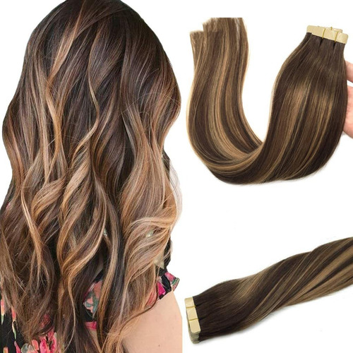 20 Extensiones De Pelo Humano Goo Goo Marron Y Rubio 45.7cm