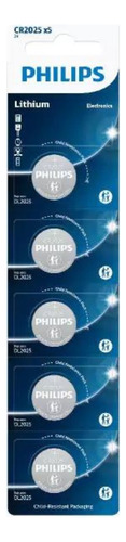 Bateria Pilha Cr 2025 Philips Cartela 5 Unidades