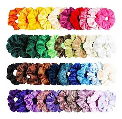 Scrunchies 40 Donas Mayoreo Pack Cabello Kit Satin Pelo Bara