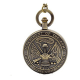 Bronce Vintage American Army Quartz Reloj De Bolsillo Collar