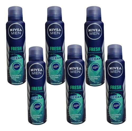 Pack X6 Nivea Desodorant Antitranspirant Men Fresh Ocean 48h