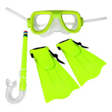 Set De Natación 3 En 1 Lentes Snorkel Aletas Colores / Lhua