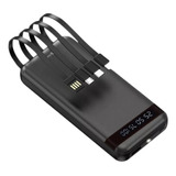 Power Bank Cargador Portátil 10000 Mah 4 Cables Y Linterna