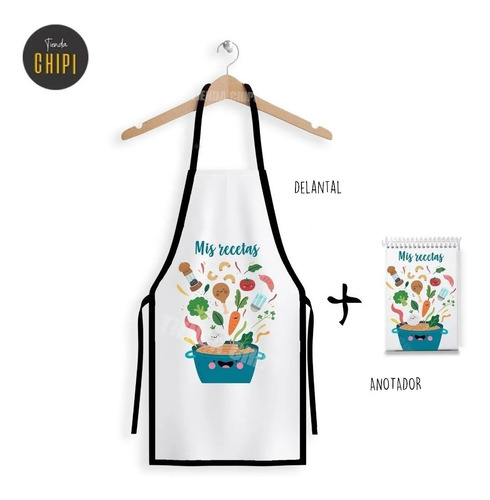 Delantal De Cocina Personalizado Regalo + Anotador Recetario