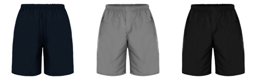 Kit 3 Bermudas Tactel Masculina 3 Bolsos  Shorts Academia