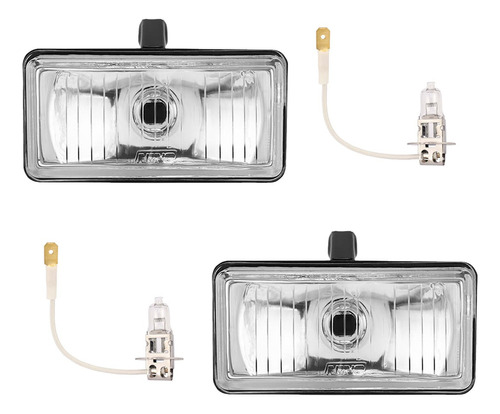 2 Farol Milha Retangular Vidro Caminhão + 2 Lâmpadas 24v H3