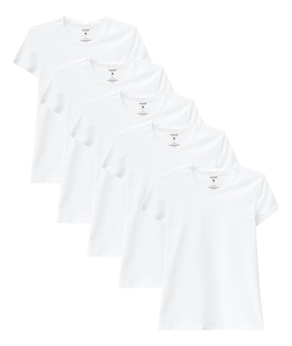 Kit 5 Camiseta Baby Look Feminina Malwee Original Algodão