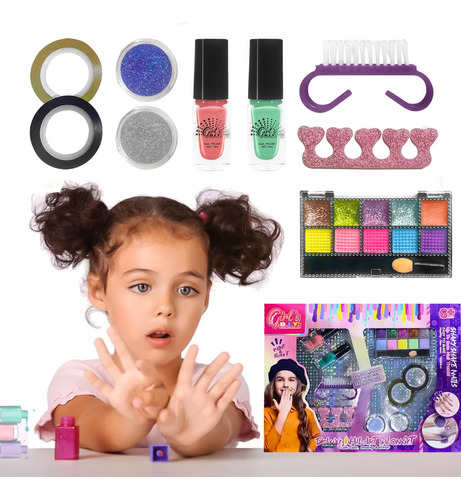 Kit Set Manicure Niña Pinta Uñas Infantil Glitter Navidad