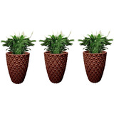 Jogo 3 Vasos Decor Luxo Diamante 3d Plantas Casa Jardim