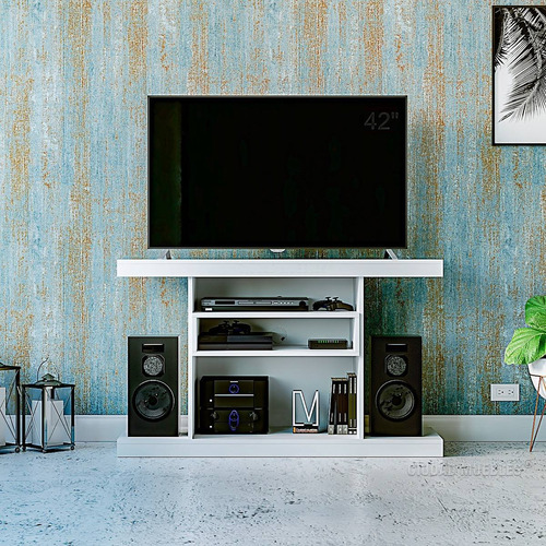 Rack Mueble Tv Smart 42  Melamina. Diseño Alto Moderno 