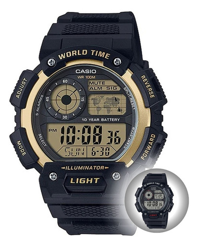 Relógio Casio World Time Masculino 5 Alarmes Digital 