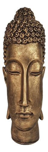 Estatueta Cabeça De Buda Hindu Grande Resina 31,5 Cm Altura Cor Dourado