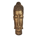 Estatueta Cabeça De Buda Hindu Grande Resina 31,5 Cm Altura Cor Dourado
