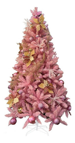 Árbol De Navidad Color Rosa De 180cm Con Adornos Navideños