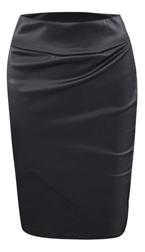 I Falda Mujer Moda Cuero Ab138 Color Sólido Elegante Rodilla