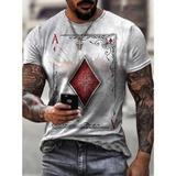 Playera Hombre Con Estampado De Póker 3d Moda Manga Corta