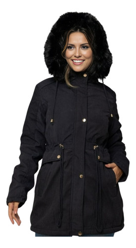 Jaqueta Feminino De Inverno Parka Térmica Com Capuz Espesso