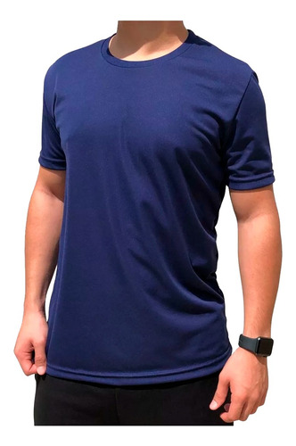 Camiseta Dry Fit Azul Treino Masculina Academia Corrida