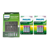 Carregador Philips C/ 8 Pilha Aaa 1000 Usb Display Carga 12x