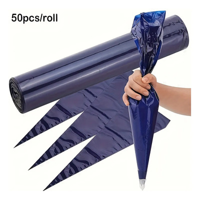 Rollo 50 Bolsas Desechables Gruesas Para Manga Pastelera Azul Oscuro | Envío gratis