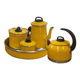 Conjunto Café Bule Chaleira Leiteira Acucareiro Forma Lindo Cor Amarelo