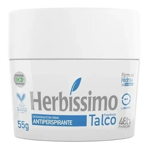 Antitranspirante Em Creme Herbíssimo Creme Hidra+ Talco 55 G