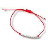 Pulsera Hilo Rojo Regulable Con Mini Bolitas En Plata 925