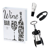 Kit Para Vinho Com 03 Peças Livro Decorativo