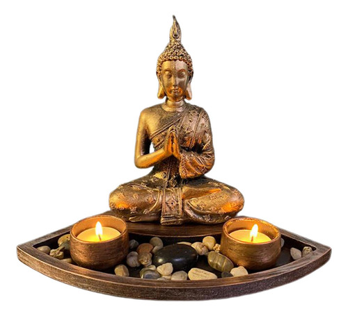 Estátua De Buda Resina Meditação Antigos Artesanato B