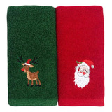 2pcs Navidad Santa Reno Bordado Toallas Invierno