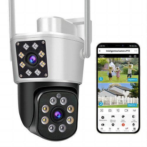 A-tion® Dual Lente Cámara De Seguridad Wifi Exterior 4mp