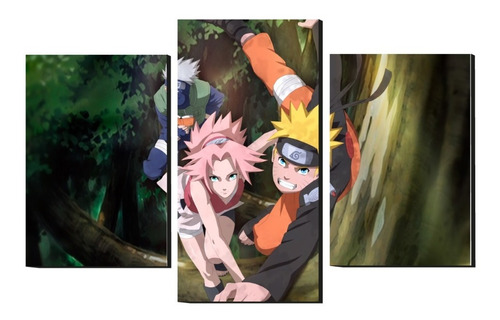 Cuadro Decorativo Tríptico Naruto Y Sakura