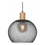 Lampara Colgante Osaka Large Chapa Y Madera Vintage  E27 Led