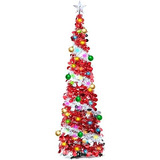 Árbol De Navidad Estrecho De 5 Pies Luces, 50 Led Mult...