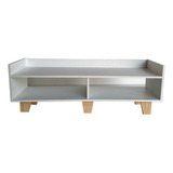 Mueble Rack Tv 32 A 45 Pulgadas Blanco Patas Color Madera